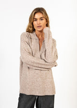 Coster Copenhagen Heart Emerie Polo Sweater in Sand Melange - CCH2238-254