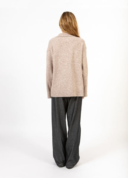Coster Copenhagen Heart Emerie Polo Sweater in Sand Melange - CCH2238-254