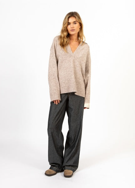 Coster Copenhagen Heart Emerie Polo Sweater in Sand Melange - CCH2238-254