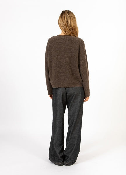 Coster Copenhagen Heart Emma Round-Neck Knit Cardigan in Chocolate Melange - CCH2188-254