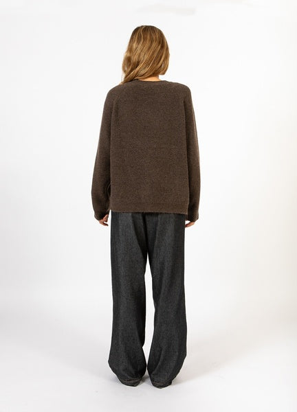 Coster Copenhagen Heart Emma Round-Neck Sweater in Chocolate Melange - CCH2187-254