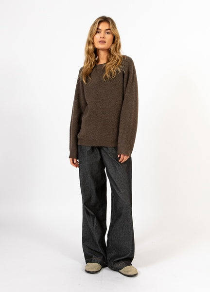 Coster Copenhagen Heart Emma Round-Neck Sweater in Chocolate Melange - CCH2187-254