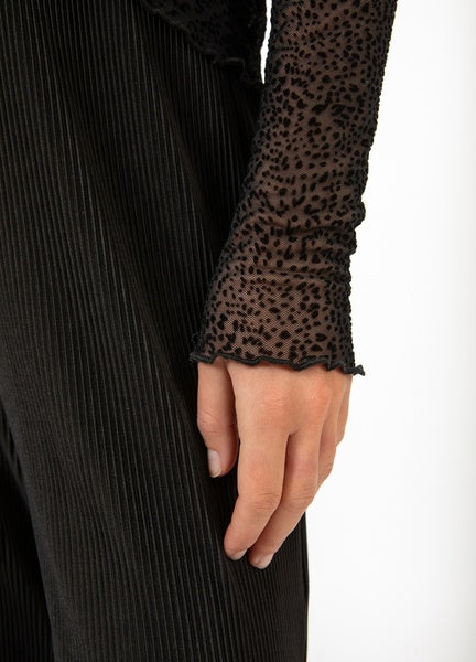 Coster Copenhagen Heart Eve Mesh Blouse in Black Velvet Spots - CCH1178-254