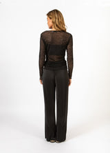Coster Copenhagen Heart Eve Mesh Blouse in Black Velvet Spots - CCH1178-254