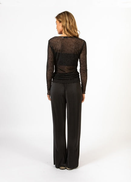 Coster Copenhagen Heart Eve Mesh Blouse in Black Velvet Spots - CCH1178-254