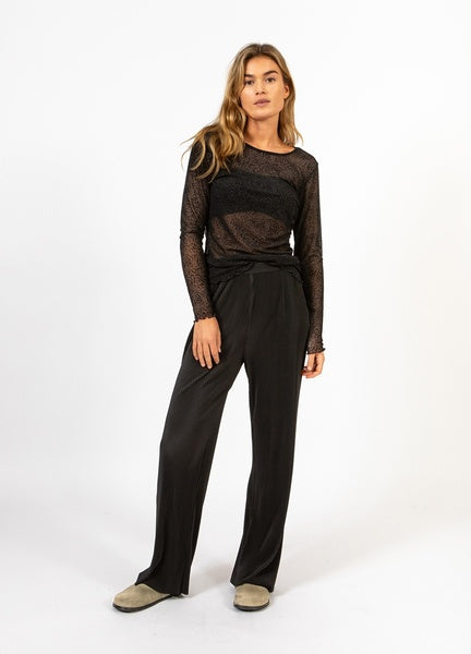 Coster Copenhagen Heart Eve Mesh Blouse in Black Velvet Spots - CCH1178-254