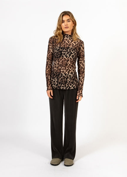 Coster Copenhagen Heart Eve Mesh Turtleneck in Leopard Print - CCH1175-254