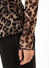 Coster Copenhagen Heart Eve Mesh Turtleneck in Leopard Print - CCH1175-254
