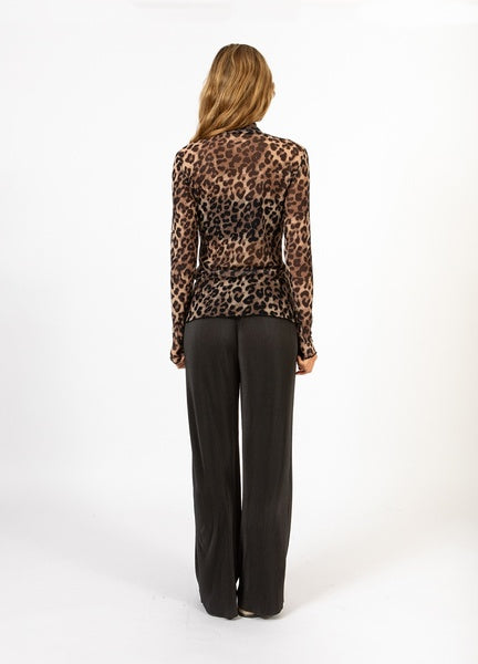 Coster Copenhagen Heart Eve Mesh Turtleneck in Leopard Print - CCH1175-254