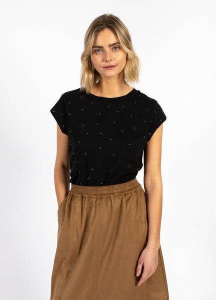 Coster Copenhagen Heart Stud Tee in Black - CCH1206-255