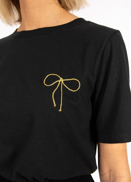 Coster Copenhagen Heart Tiny Bow Tee in Black - CCH1205-255