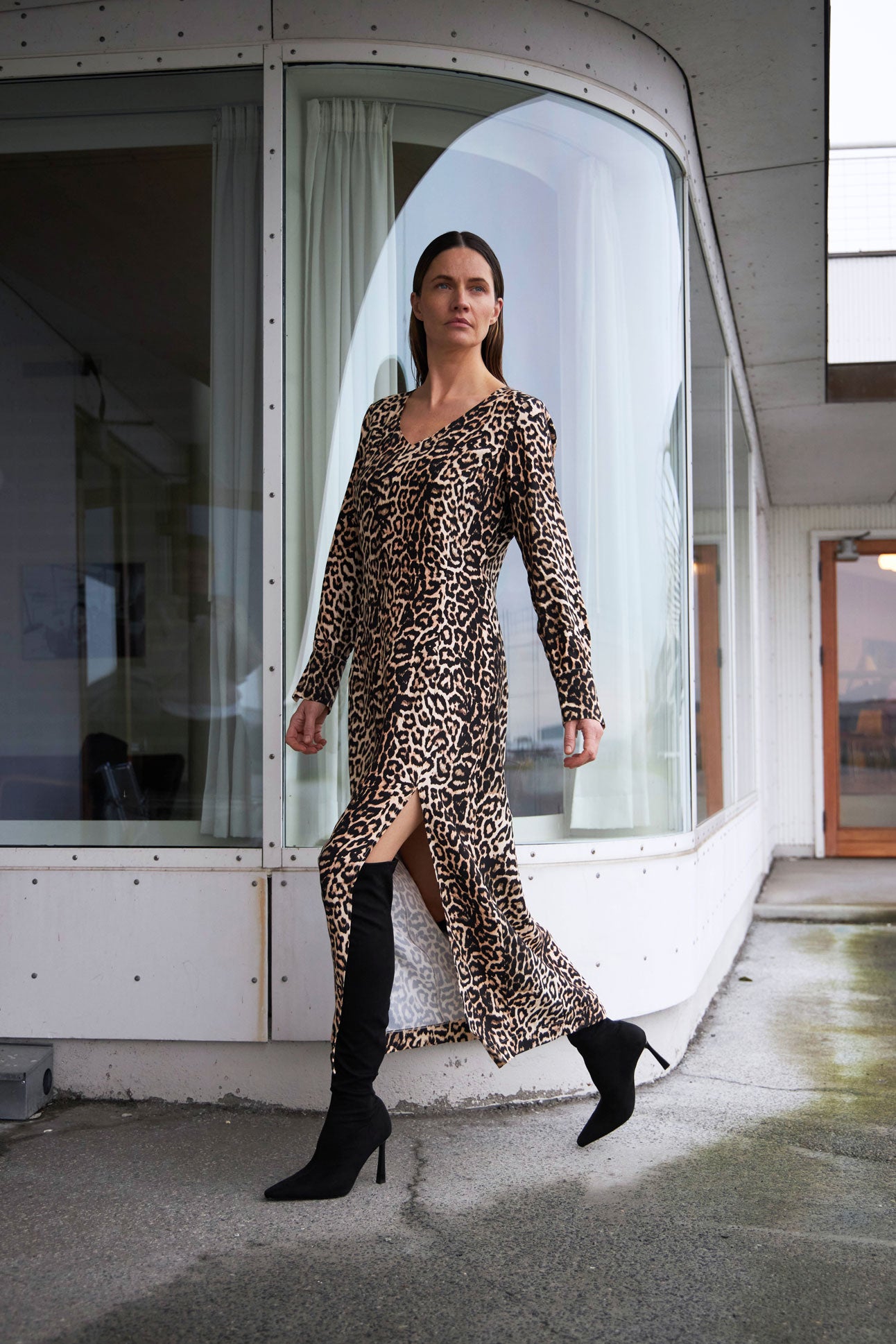 Coster Copenhagen Midi Dress-Leopard Print-244-5404