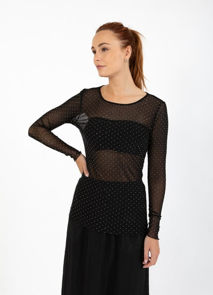 Coster Copenhagen Heart Black Simili Eve Mesh Blouse - CCH1148-255