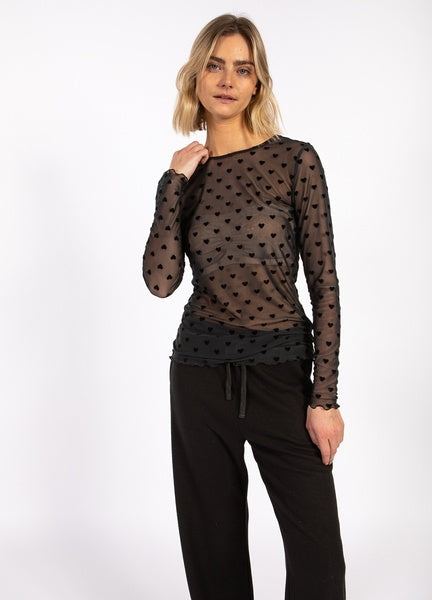 Coster Copenhagen Heart Black Velvet Heart Eve Mesh Blouse - CCH1148-255