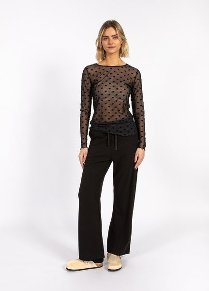 Coster Copenhagen Heart Black Velvet Heart Eve Mesh Blouse - CCH1148-255