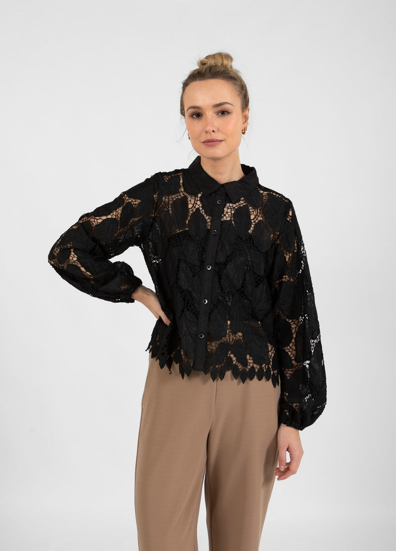 Coster Copenhagen Lace Shirt-Black-244-1417