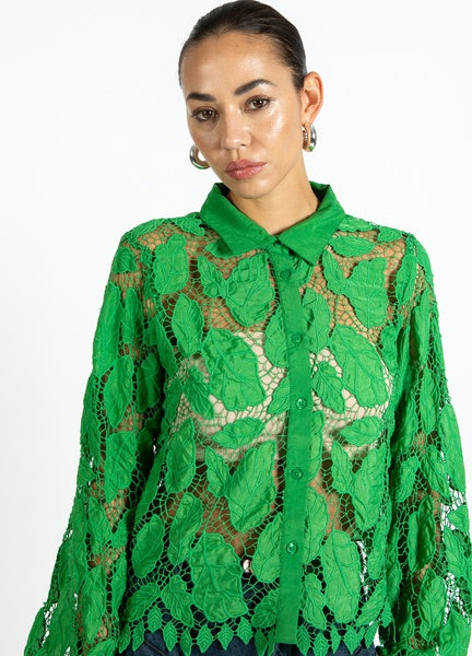 Coster Copenhagen Lace Shirt in Lush Green - 254-1417