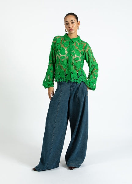 Coster Copenhagen Lace Shirt in Lush Green - 254-1417
