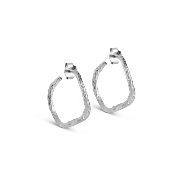 Enamel Copenhagen Sway Hoop Earrings-Silver