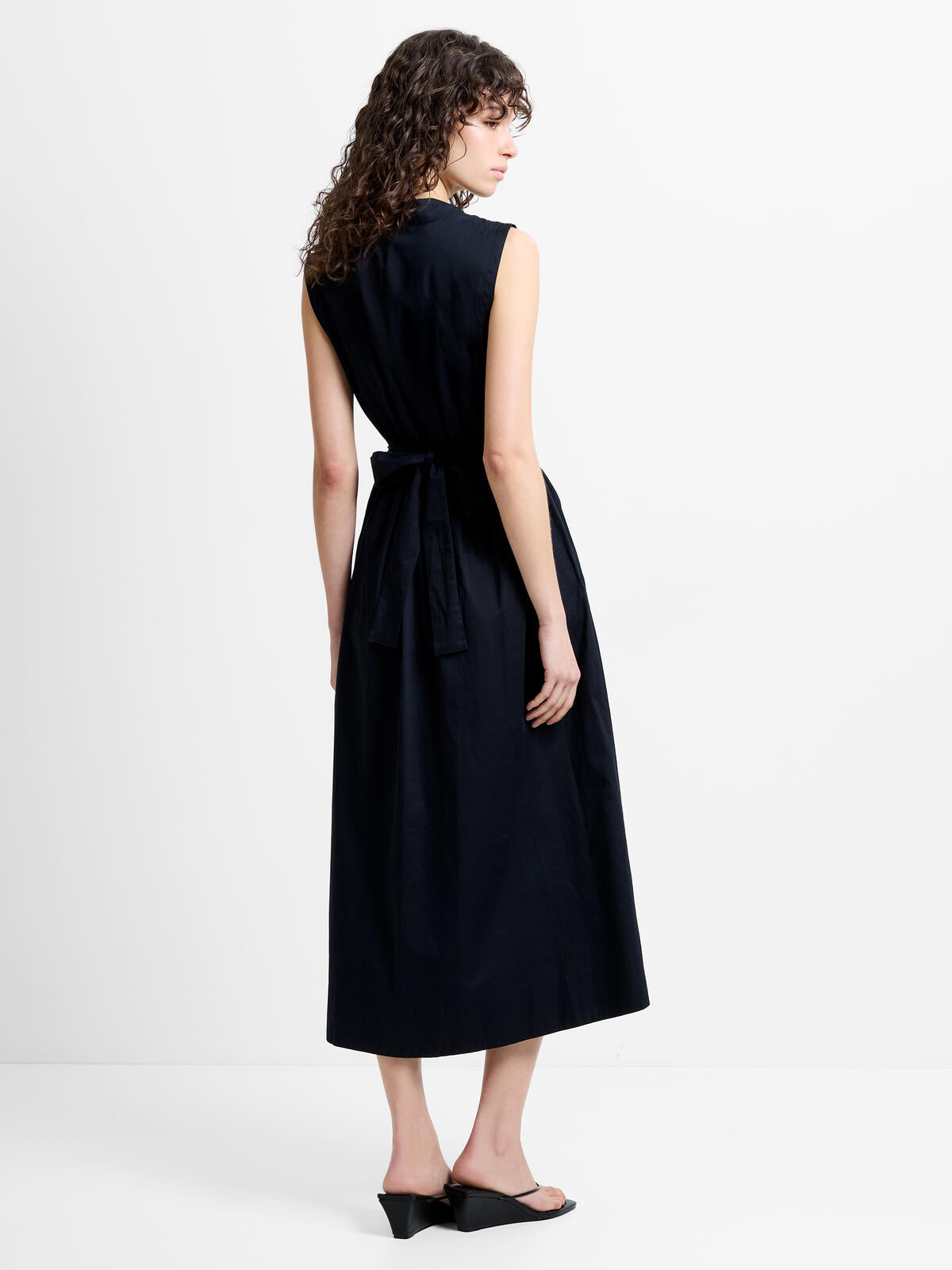 French Connection Alexis Poplin Corsage Dress in Black - 719B2