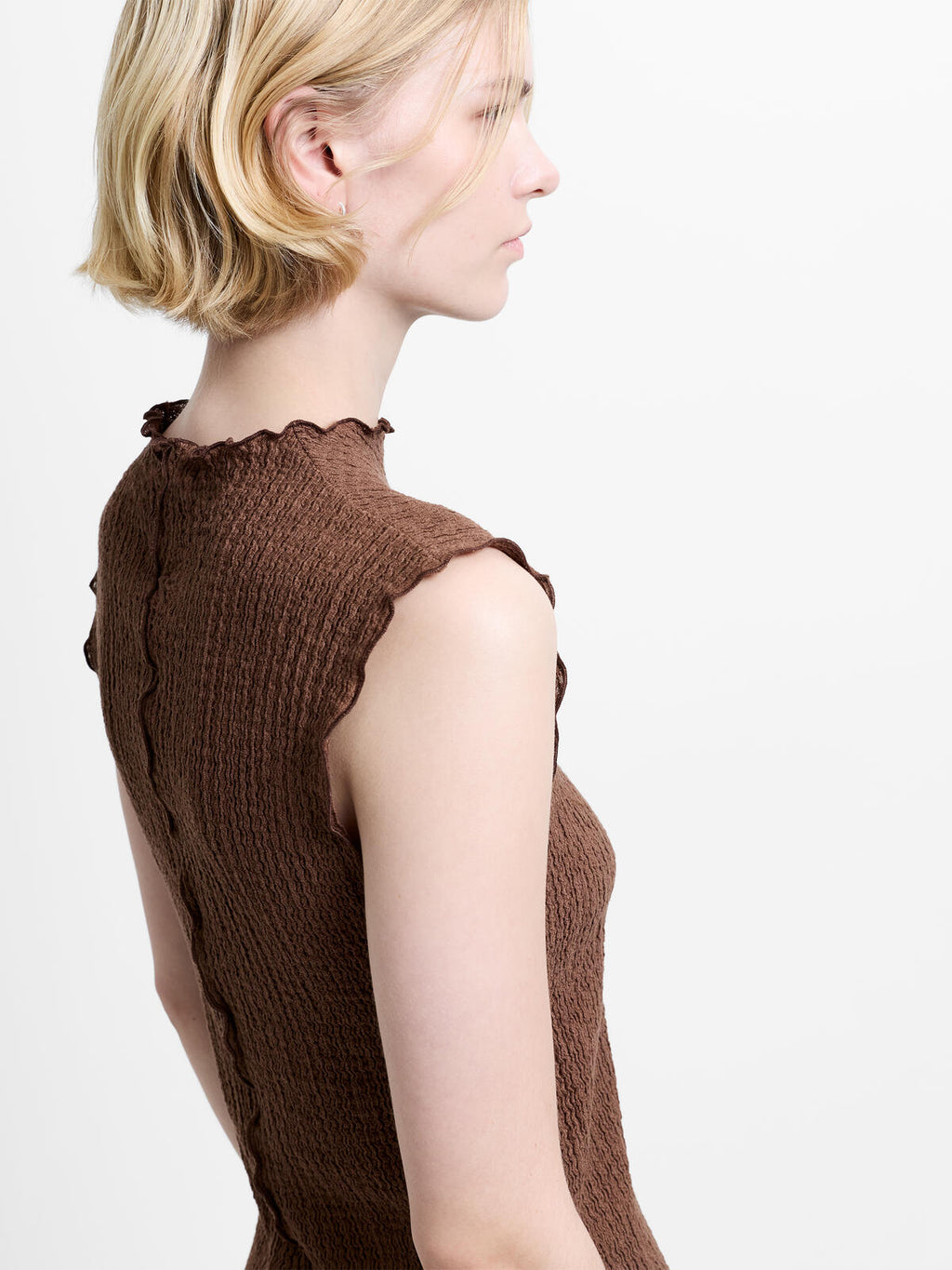 French Connection Andie Textured Top in Espresson Brown