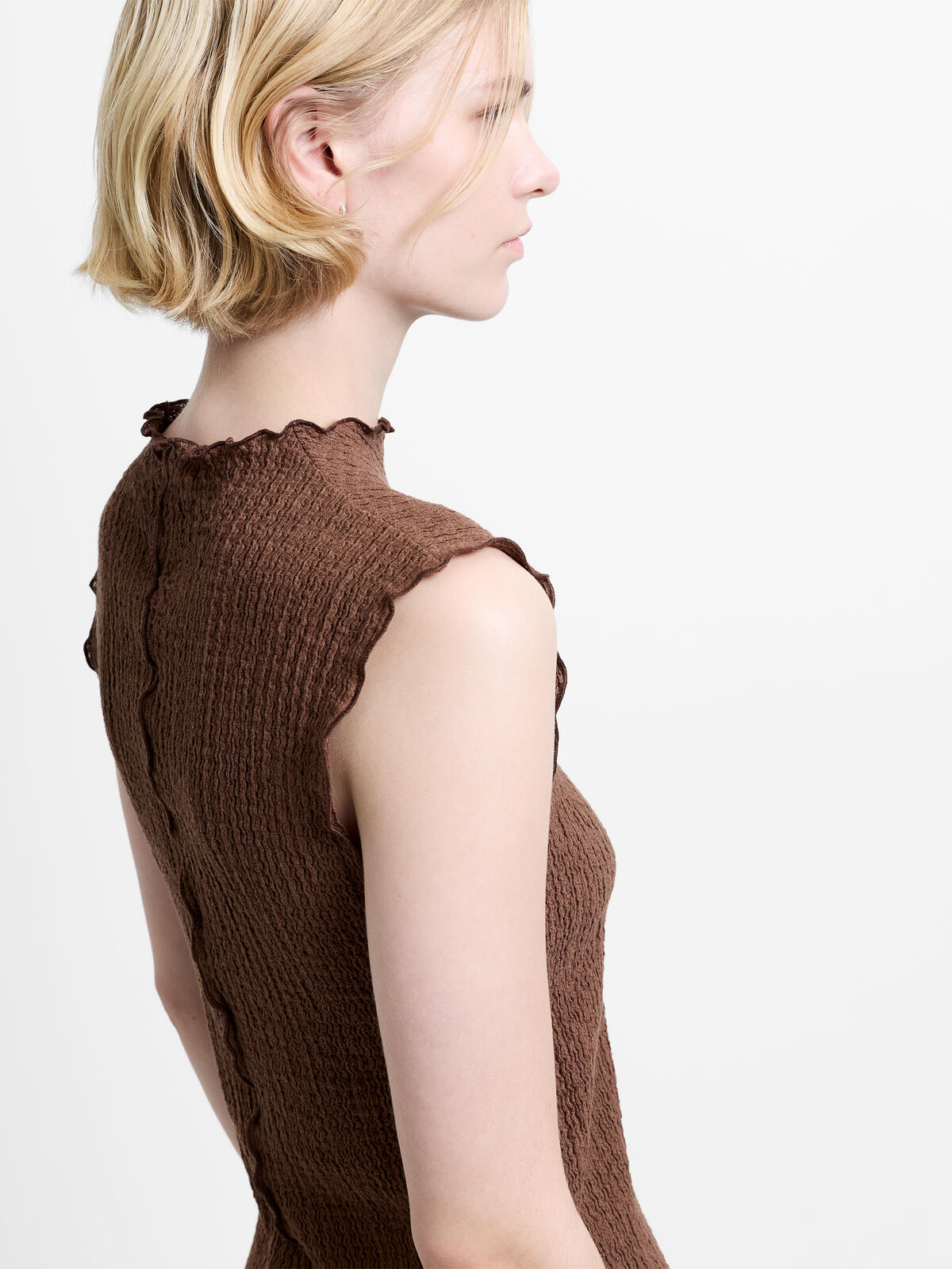 French Connection Andie Textured Top in Espresson Brown - 769F3