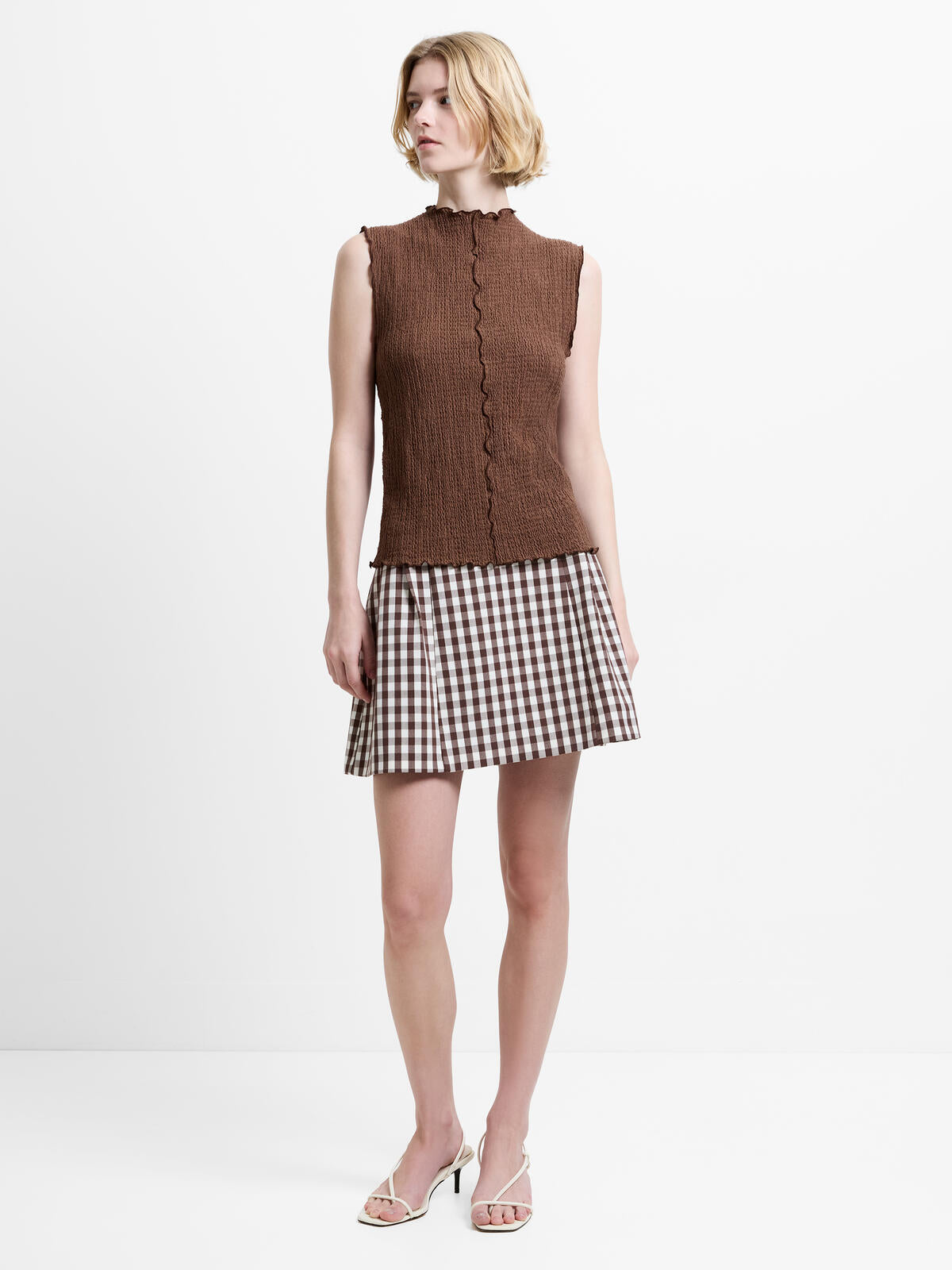 French Connection Andie Textured Top in Espresson Brown - 769F3