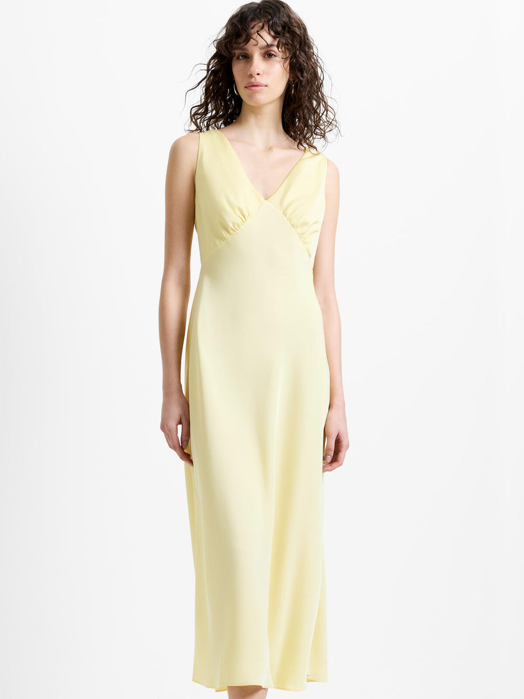 French Connection Bernice Satin Twill Slip Dress in Mellow Yellow