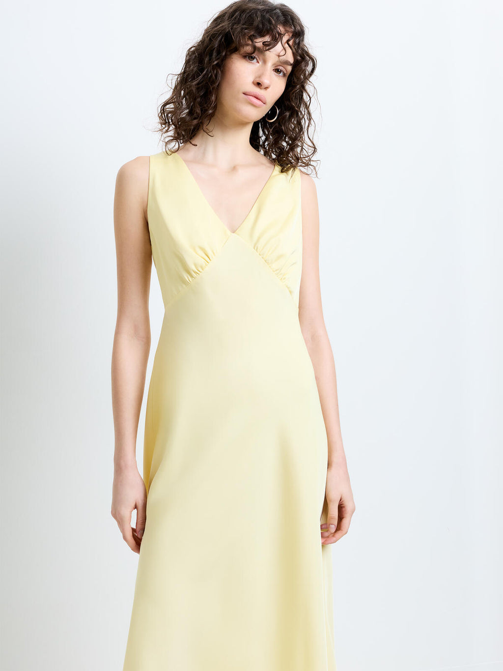 French Connection Bernice Satin Twill Slip Dress in Mellow Yellow