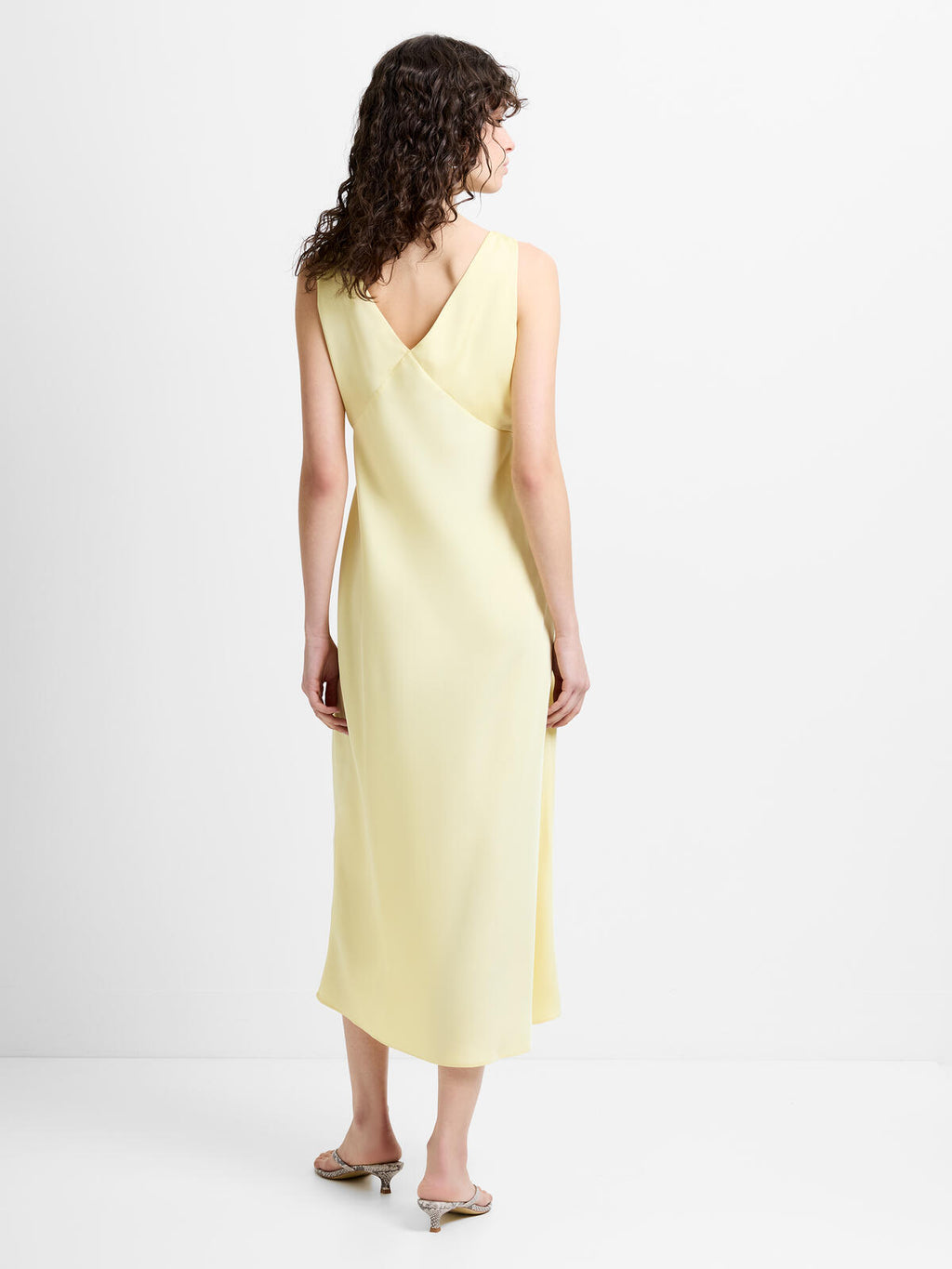 French Connection Bernice Satin Twill Slip Dress in Mellow Yellow