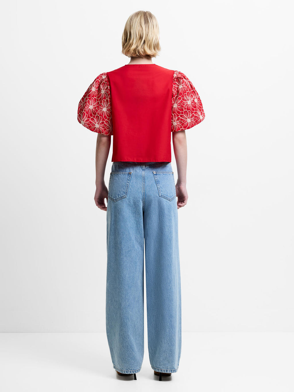 French Connection Cambria Cotton Button Through Top in Watermelon Red