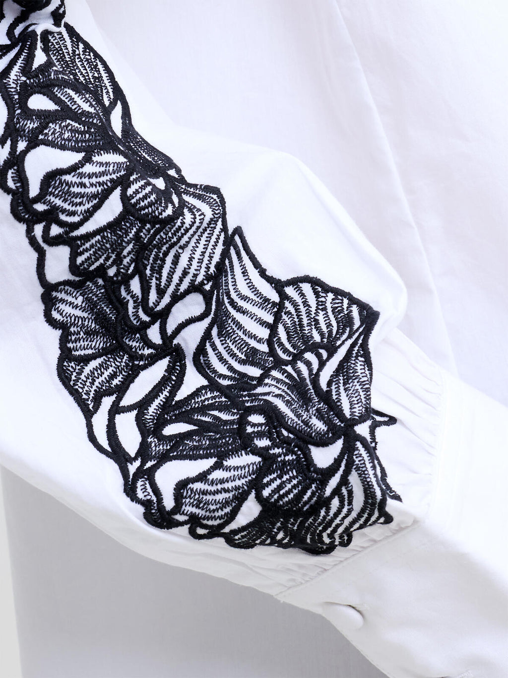 French Connection Cambria Cotton Embroidered Shirt in Linen White
