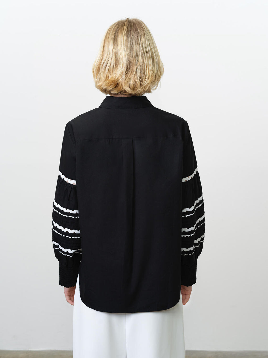 French Connection Cambria Cotton Ric Rac Shirt in Black