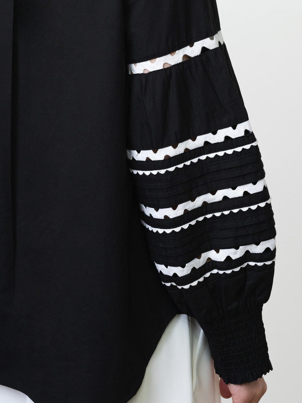 French Connection Cambria Cotton Ric Rac Shirt in Black