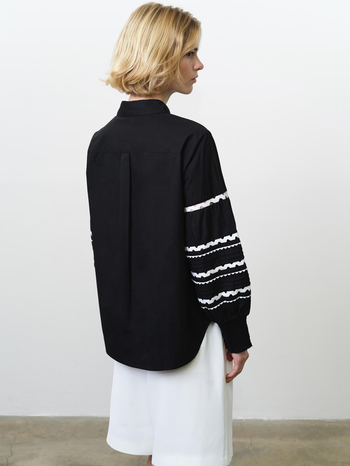 French Connection Cambria Cotton Ric Rac Shirt in Black