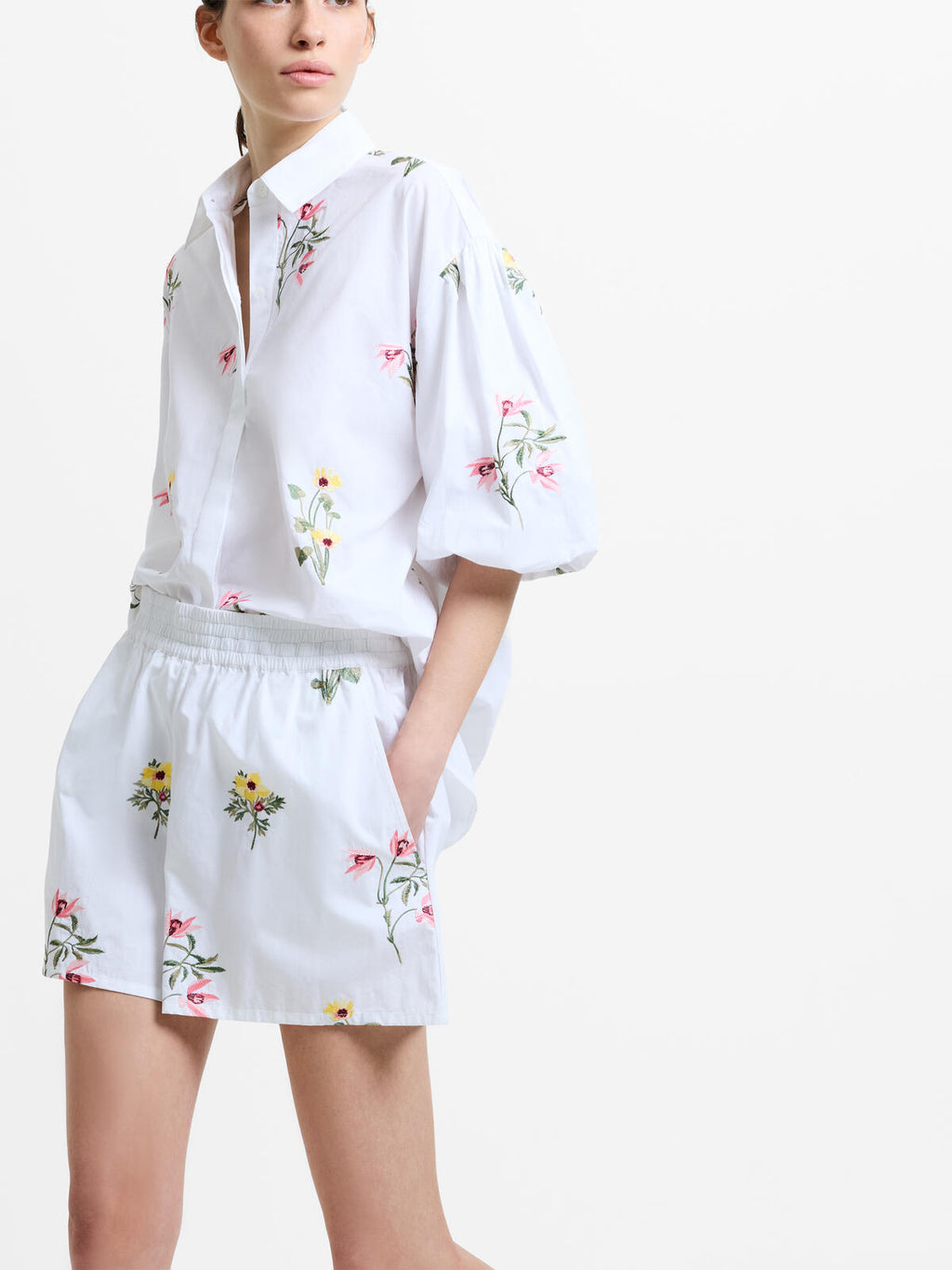 French Connection Cambria Cotton Shorts in Linen White