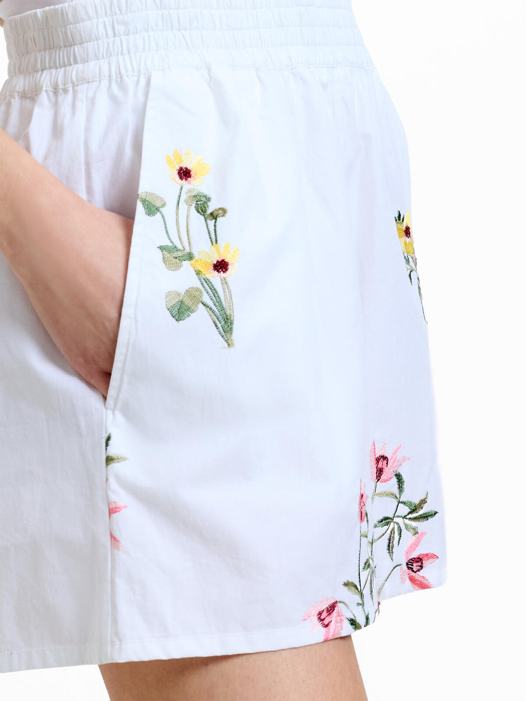 French Connection Cambria Cotton Shorts in Linen White