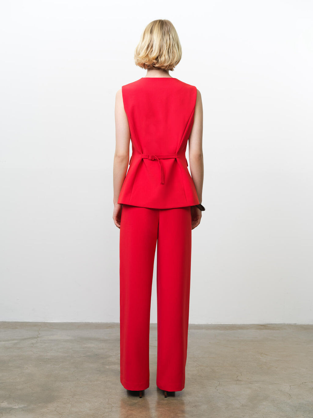 French Connection Carlie Longline Fitted Waist Coast in Watermelon Red - 7G9A5