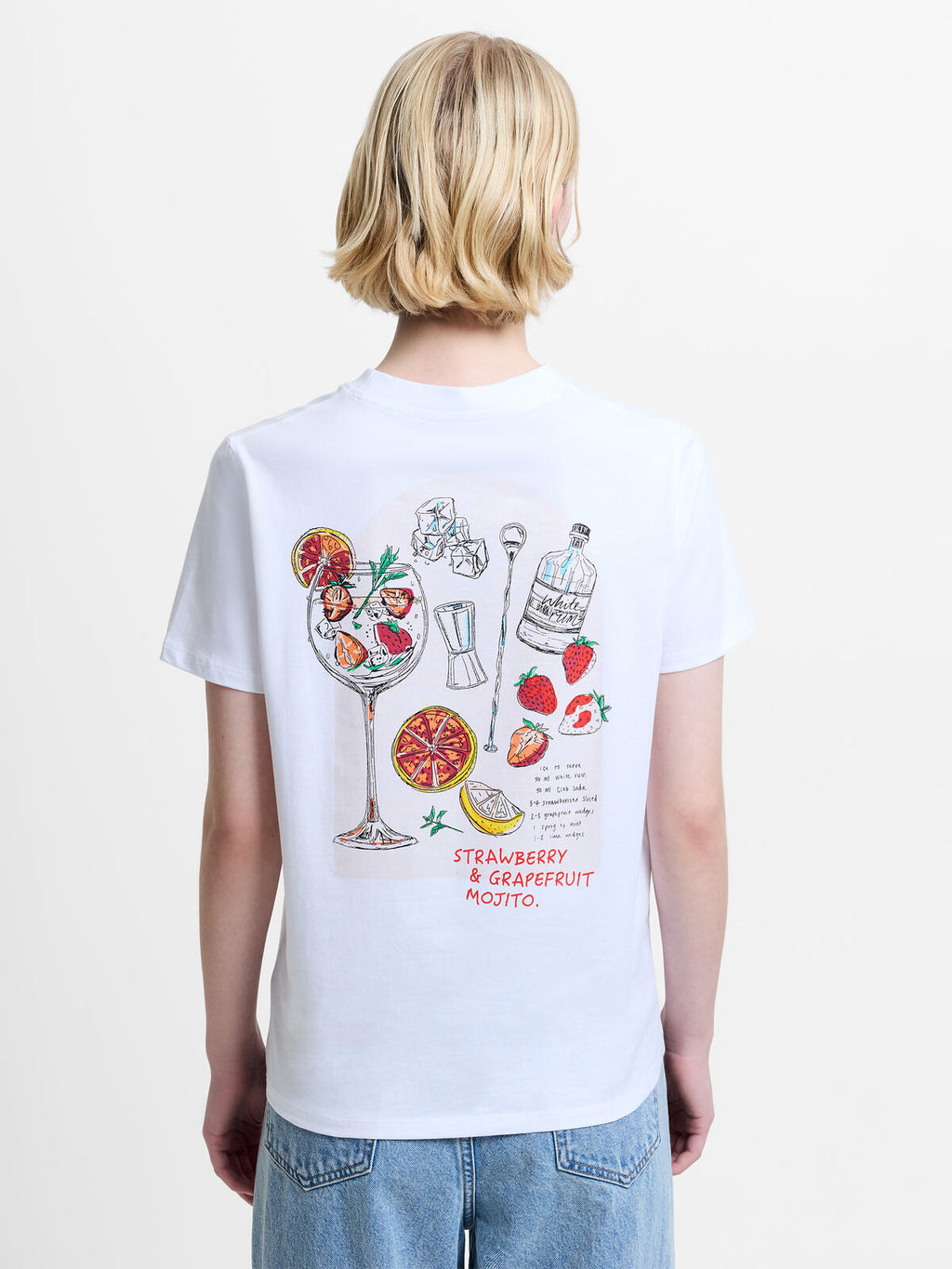 French Connection Cotton Graphic Cocktail Tee in Linen White