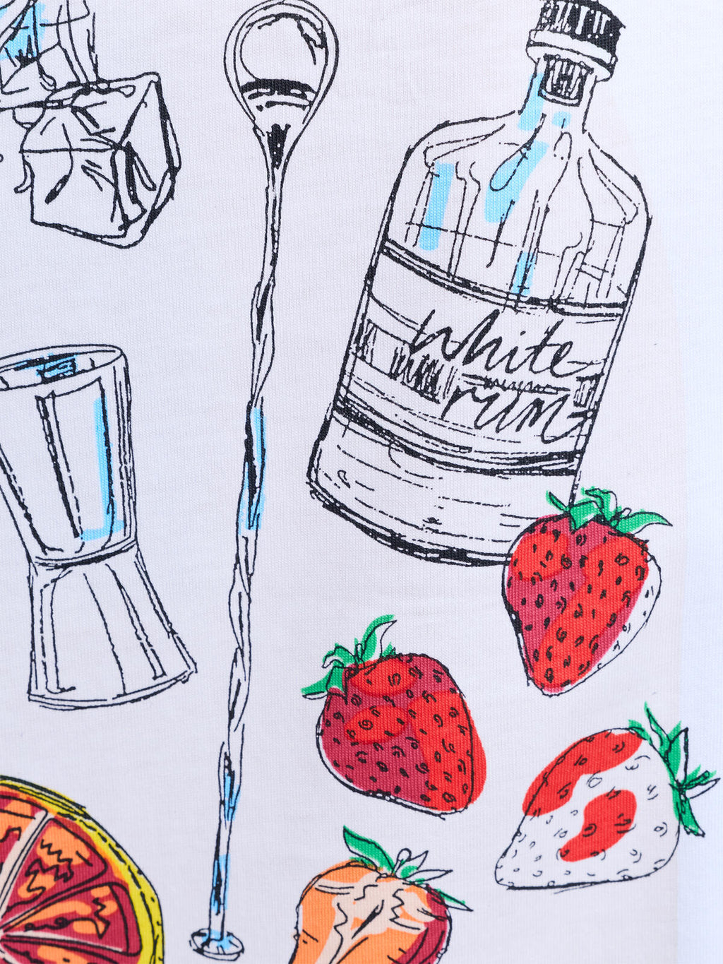 French Connection Cotton Graphic Cocktail Tee in Linen White