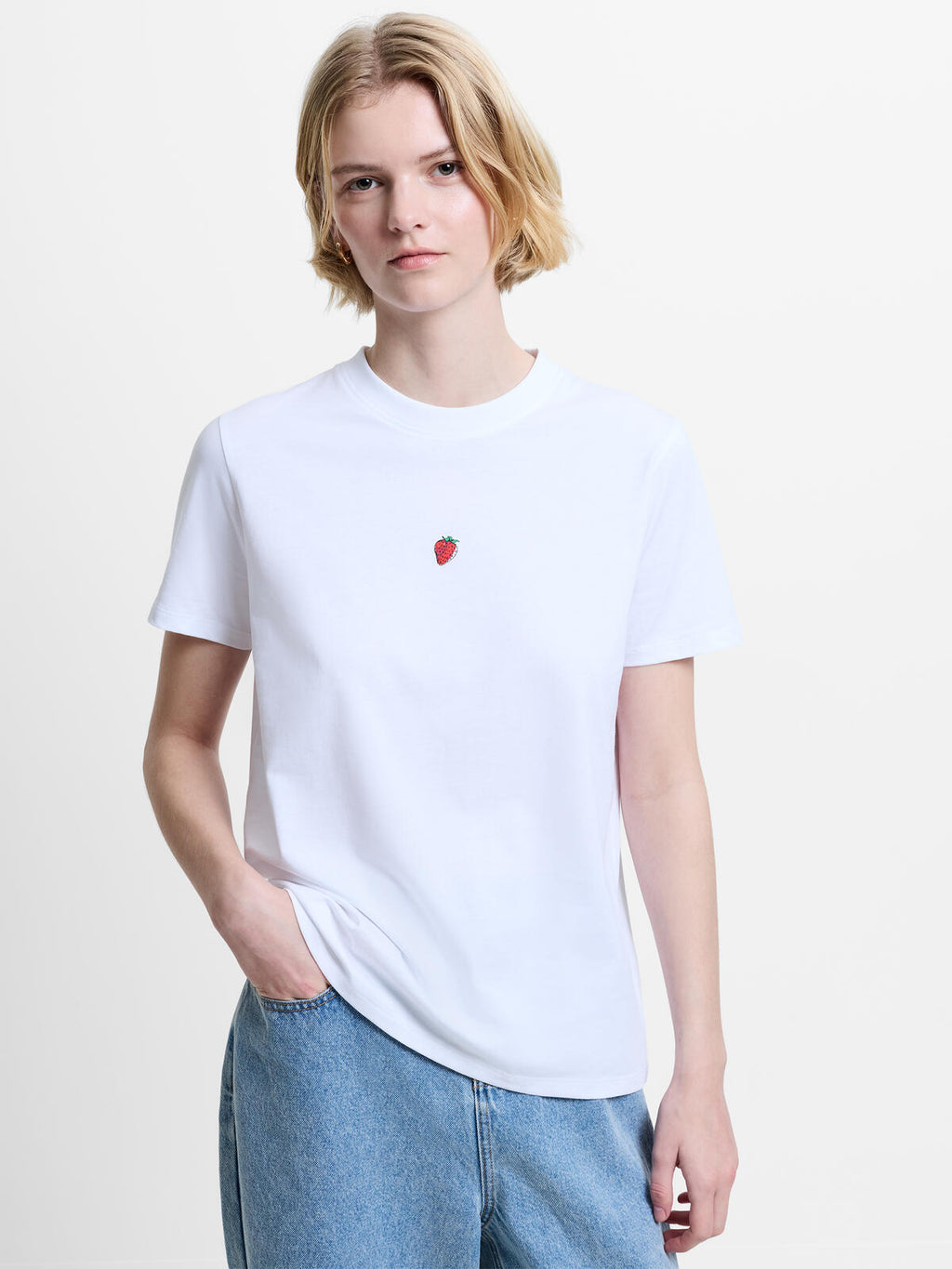 French Connection Cotton Graphic Cocktail Tee in Linen White