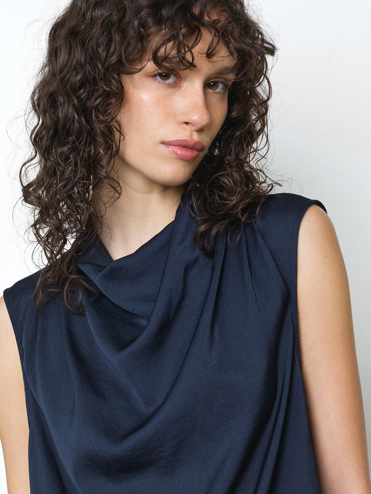 French Connection Damasco Air Flow Sleeveless Top in New Navy - 729M0