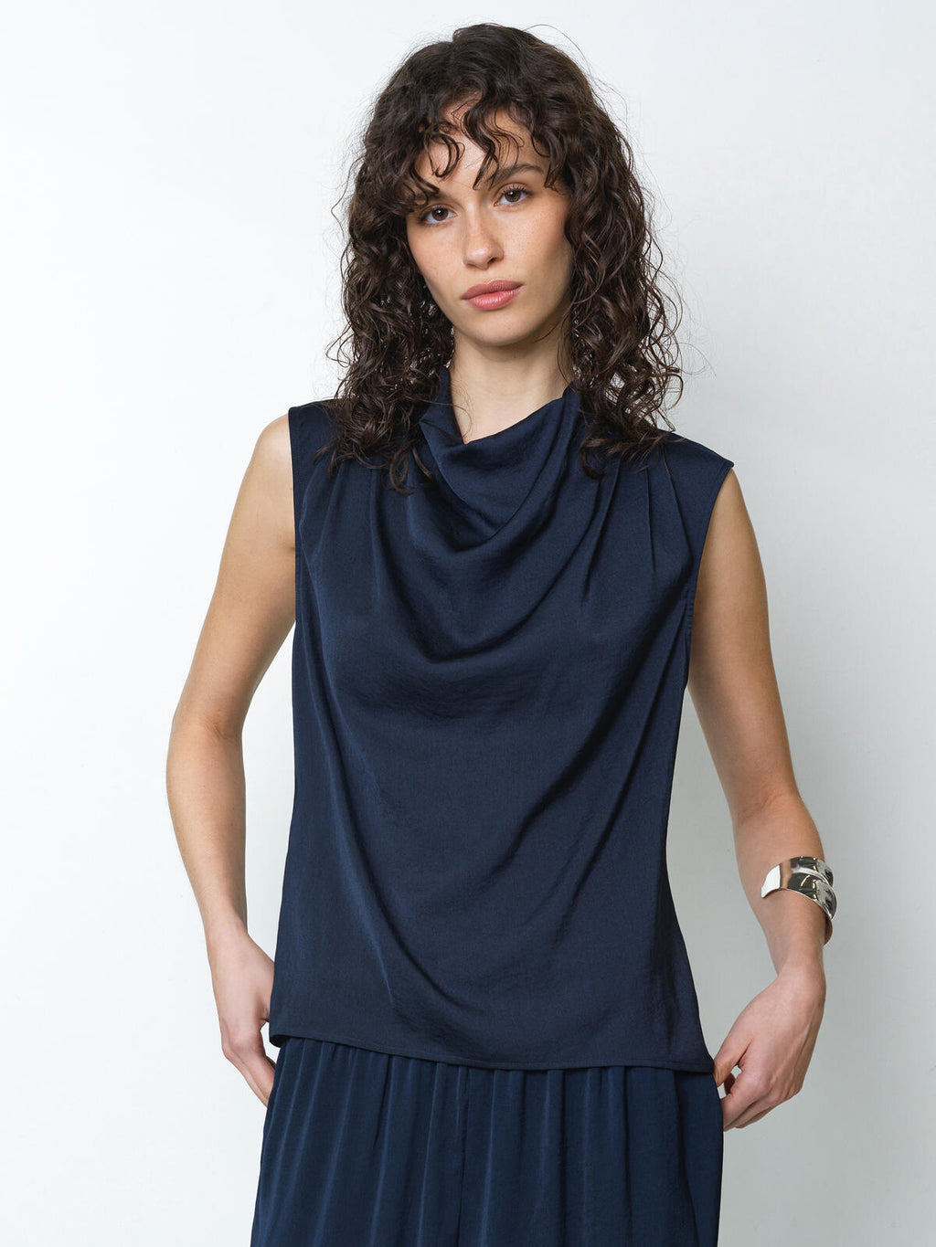 French Connection Damasco Air Flow Sleeveless Top in New Navy - 729M0