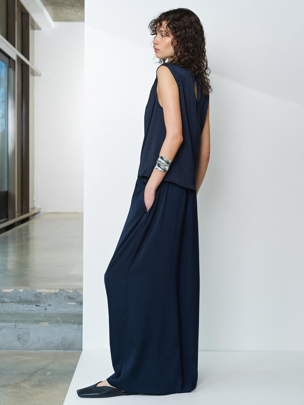 French Connection Damasco Air Flow Sleeveless Top in New Navy - 729M0