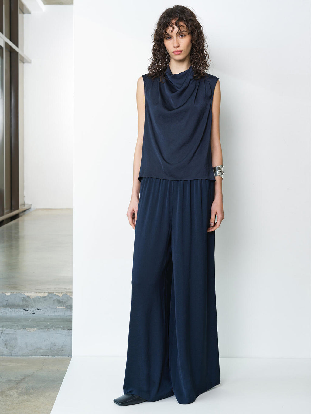 French Connection Damasco Air Flow Sleeveless Top in New Navy - 729M0