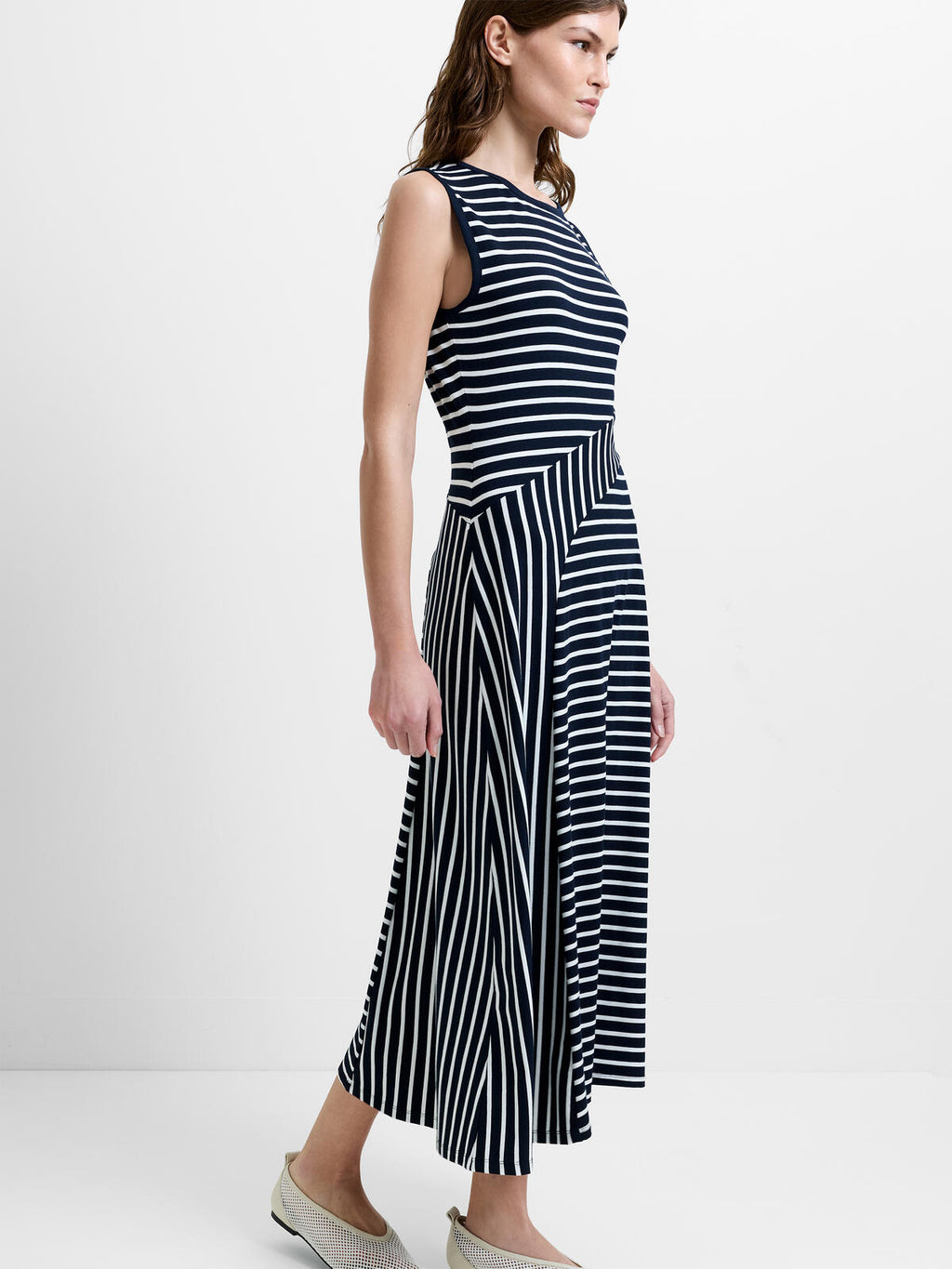 French Connection Kyra Jersey Cut Midi Dress in Navy