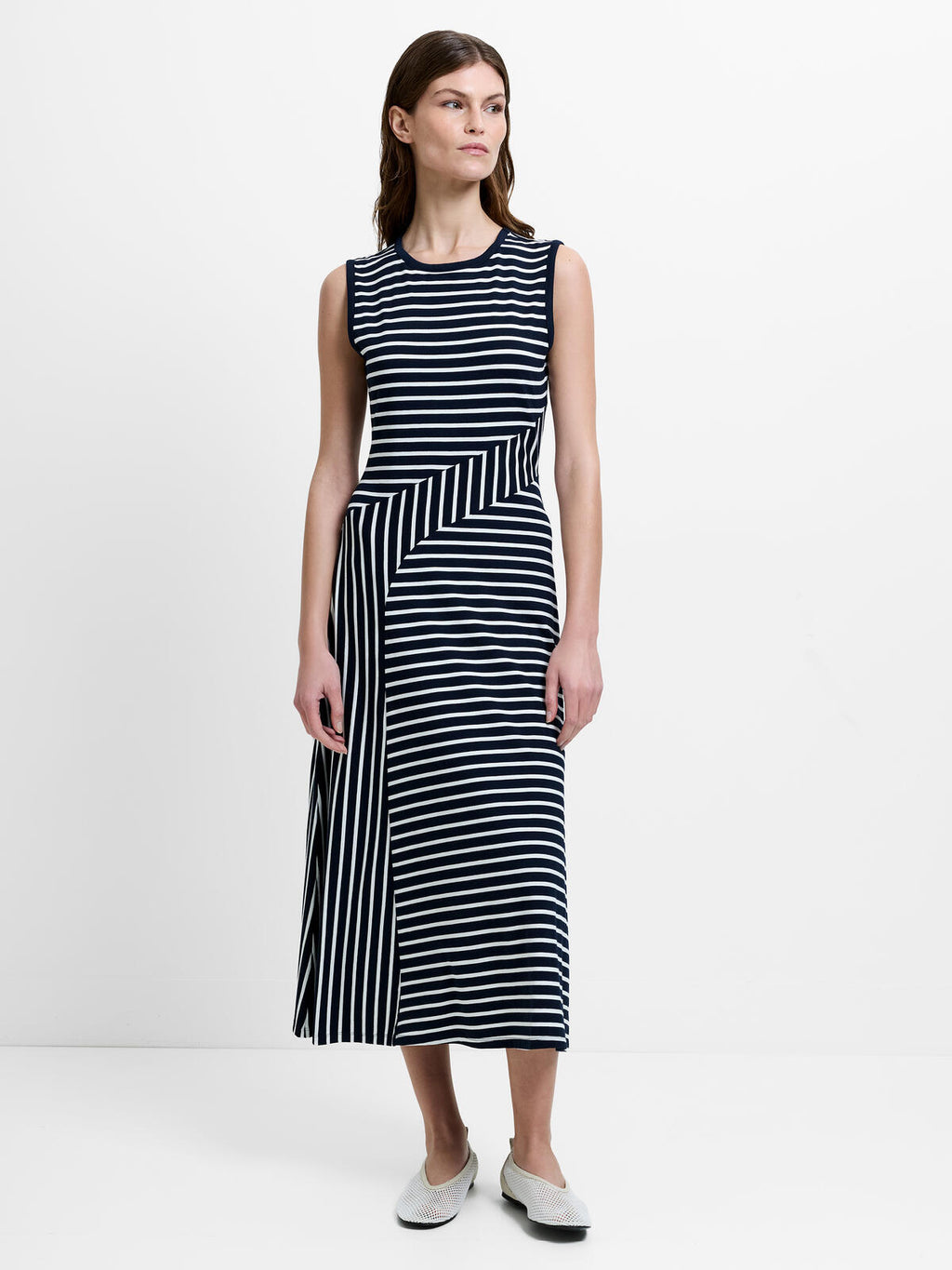 French Connection Kyra Jersey Cut Midi Dress in Navy
