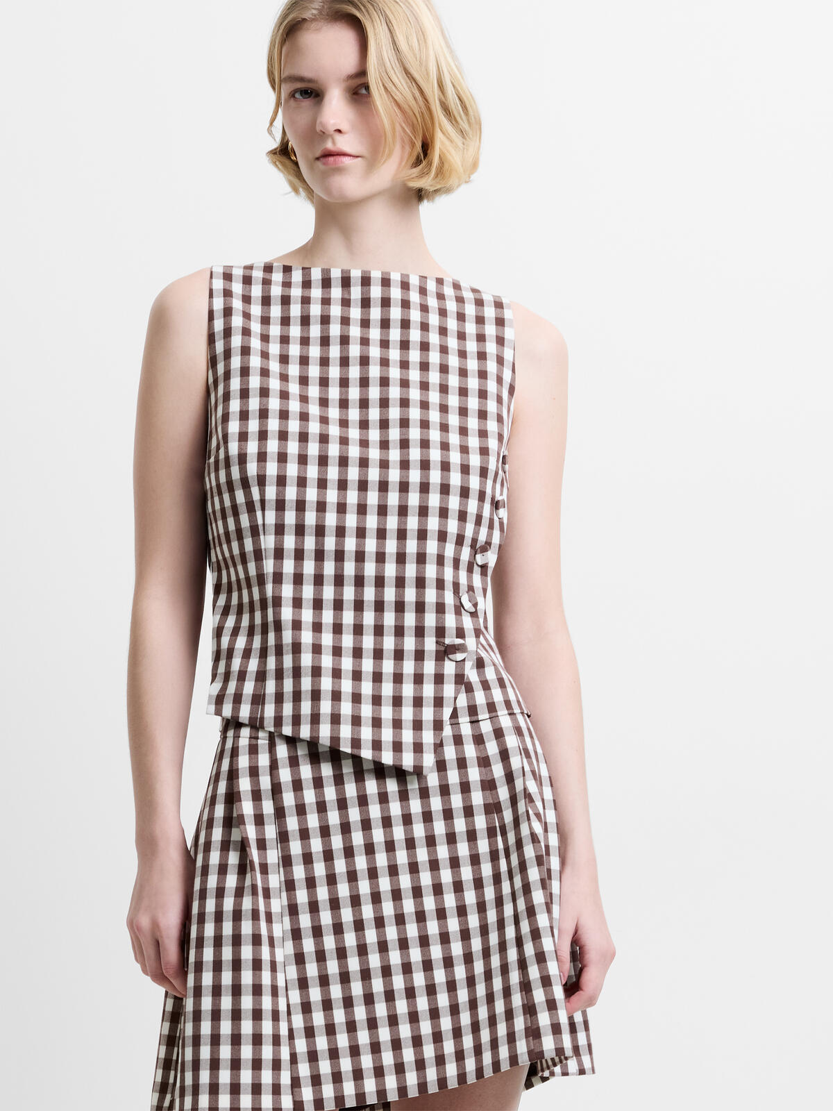 French Connection Lexi Asymmetric Top in Espresson Brown - 729G5