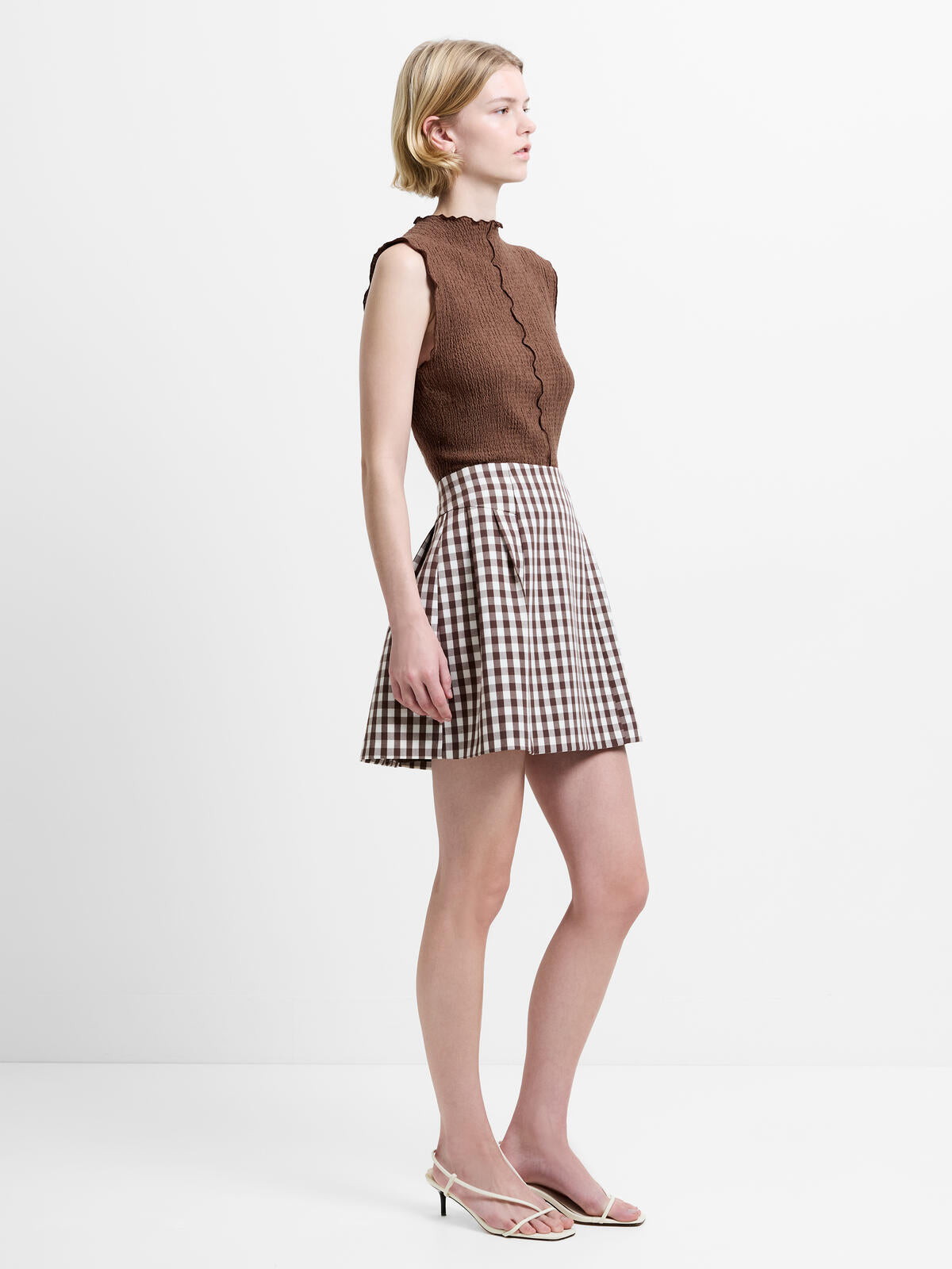 French Connection Lexi Suiting Mini Skirt in Esspresson Brown - 739A2