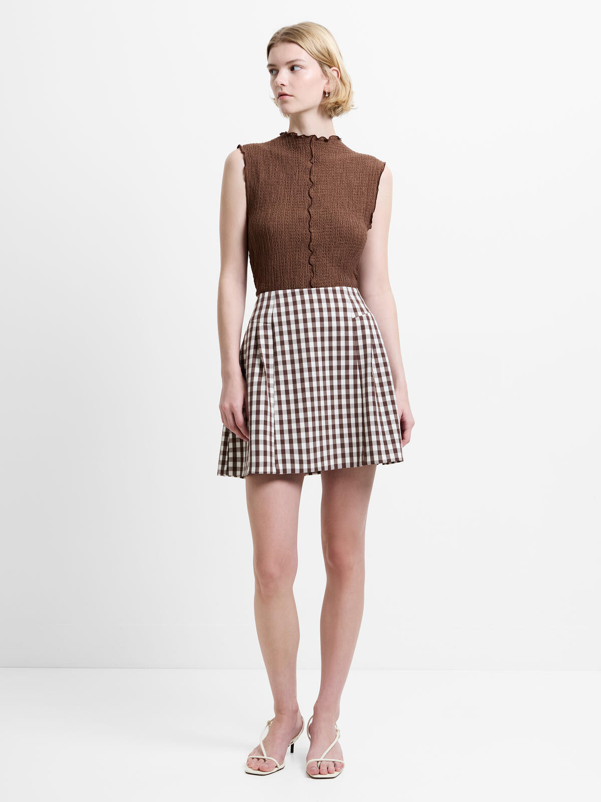 French Connection Lexi Suiting Mini Skirt in Esspresson Brown - 739A2